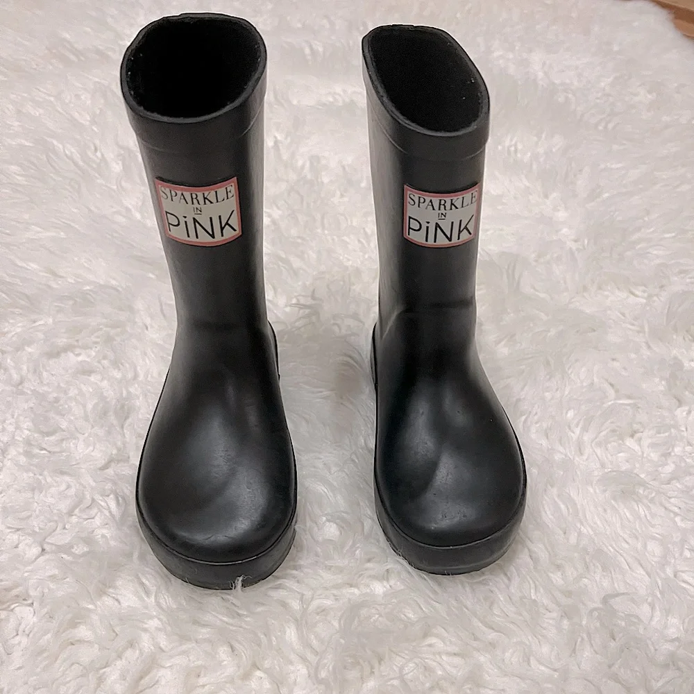 Size 10 - Toddler -Sparkle in Black Rain Boots